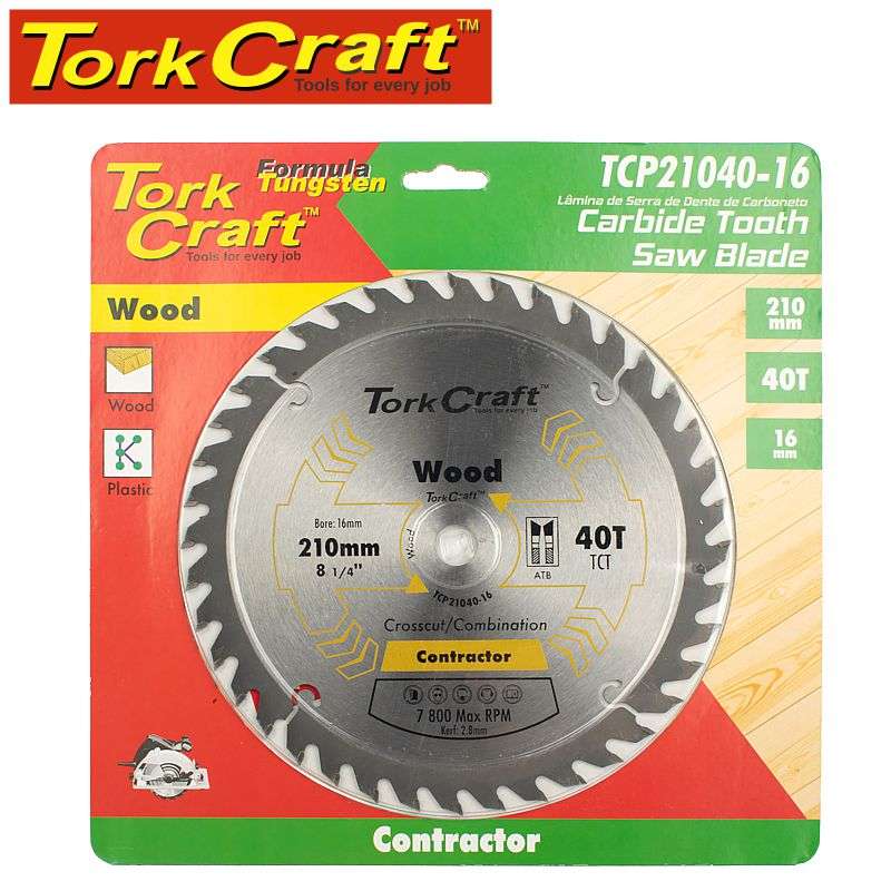 Tork Craft Blade Contractor 210 X 40T-16Mm Circular Saw Tct - DEFAULT TITLE