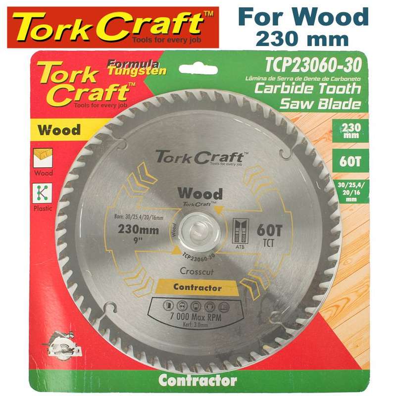 Tork Craft Blade Contractor 230 X 60T 30/1/20/16 Circular Saw Tct - DEFAULT TITLE