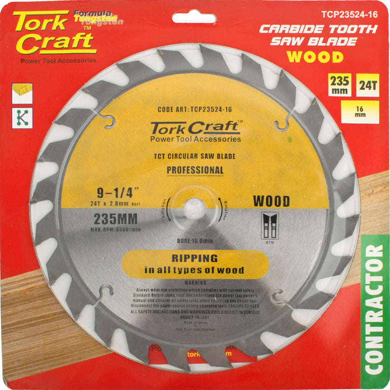 Tork Craft Blade Contractor 235 X 24T 16Mm Circular Saw Tct - DEFAULT TITLE