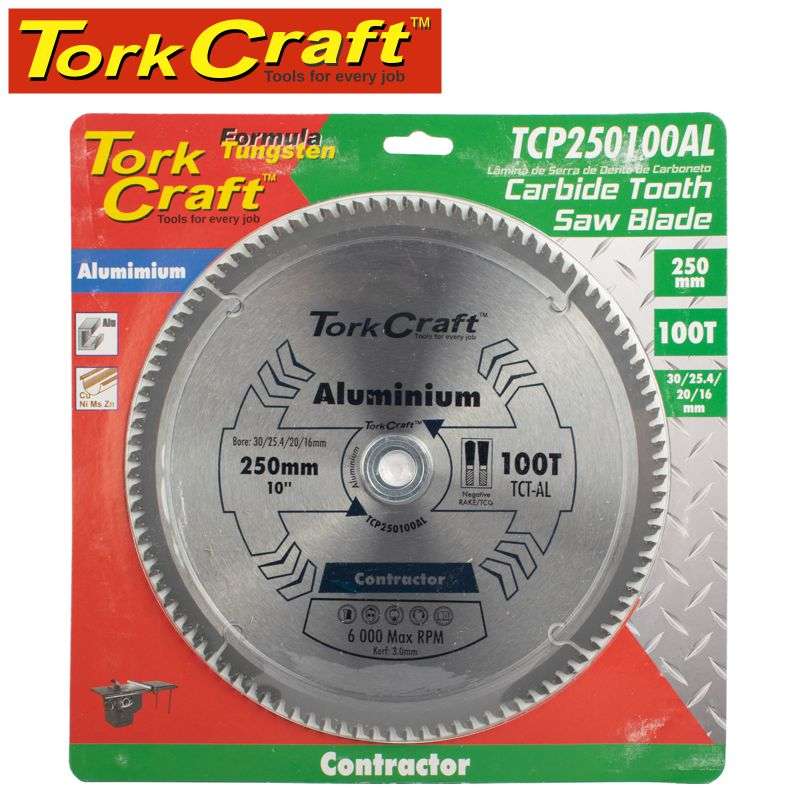 Tork Craft Blade Contractor Alum 250 X 100T 30/1/20/16 Circular Saw Tct - DEFAULT TITLE