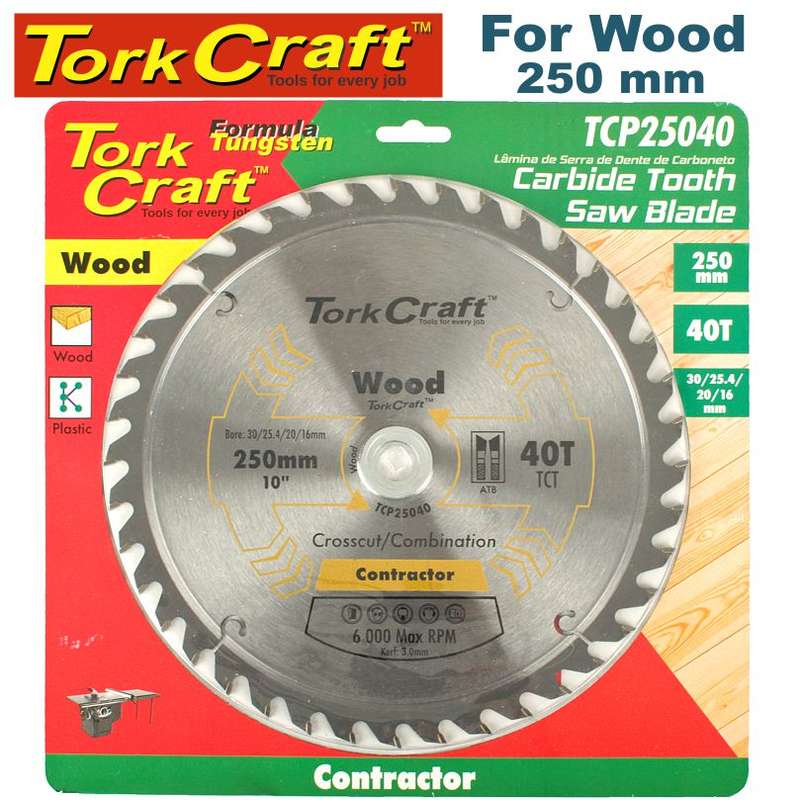 Tork Craft Blade Contractor 250 X 40T 30/1/20/16 Circular Saw Tct - DEFAULT TITLE