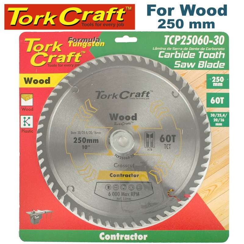 Tork Craft Blade Contractor 250 X 60T 30/20/16 Circular Saw Tct - DEFAULT TITLE