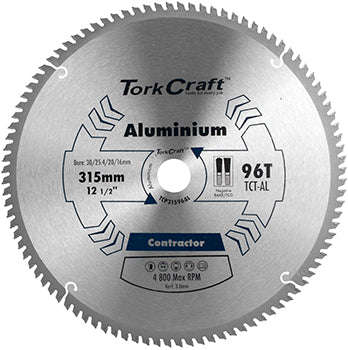 Tork Craft Blade Contractor Alum 315 X 96T 30/1/20/16 Aluminium Circular Saw Tct -