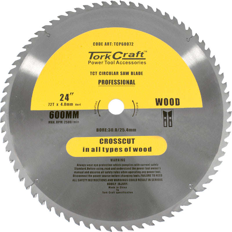 Tork Craft Tct Saw Blade Rip & Cross 600X72T 40/30/25.4/20/16 -
