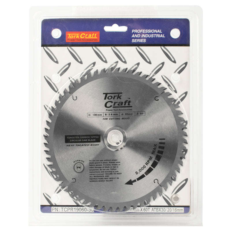 Tork Craft Blade Tct 190 X 60T 30/20/16 Atb Positive Profesional Industrial - DEFAULT TITLE