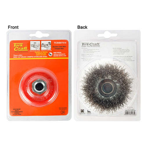 Tork Craft Wire Cup Brush 75 X M14 Crimped Stainless Steel Tcw -