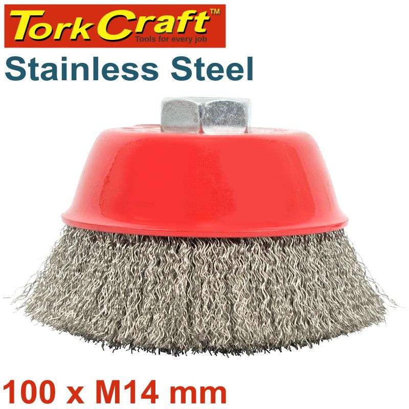 Tork Craft Wire Cup Brush 100 X M14 Crimped Stainless Steel Bulk Tcw -