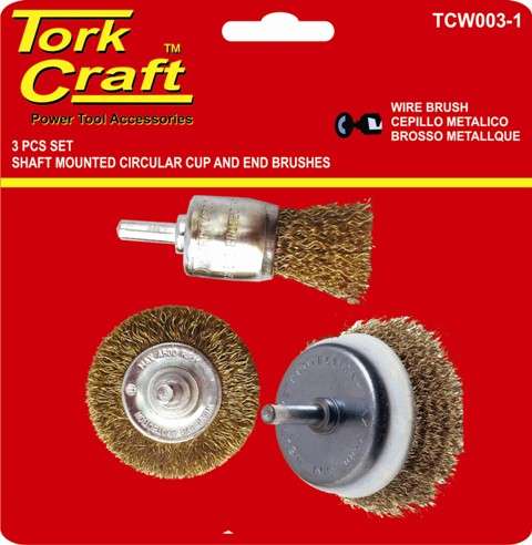 Special - Tork Craft Wire Brush Set 3Pce With 6Mm Shaft End/Circ/Cup - DEFAULT TITLE