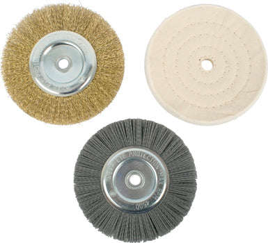 Tork Craft Bench Grinder Set 15Mm 3Pcs 1 X Wire 1 X Buff 1 X Nylon Wheel - DEFAULT TITLE