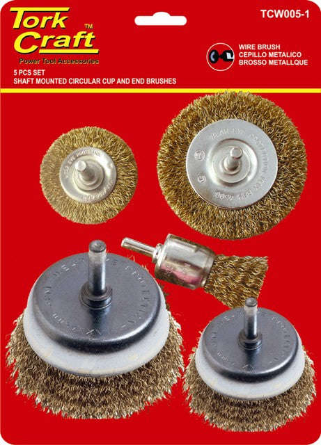 Special - Tork Craft Wire Brush Set 5 Pcs With 6Mm Shaft Cup/ Circ/ End - DEFAULT TITLE