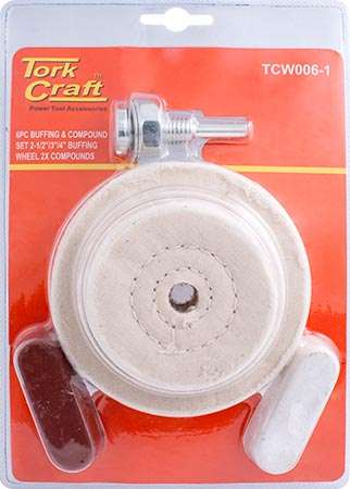 Tork Craft Polishing Buffing & Compound Drill Set 65 75 & 100Mm Buffing Wheels - DEFAULT TITLE