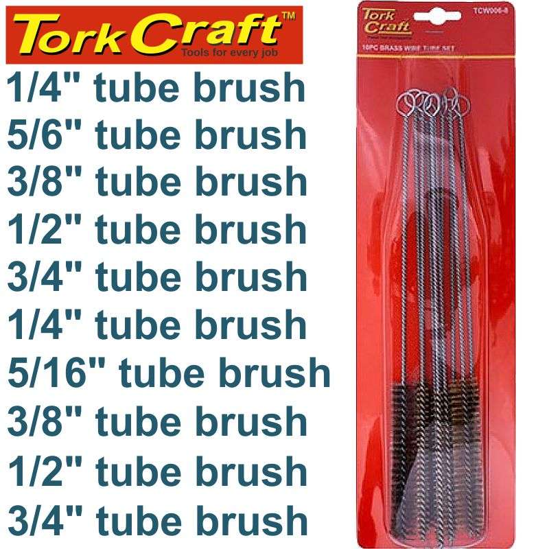 Tork Craft Tube Pipe Brush Set Brass 10Pc - DEFAULT TITLE
