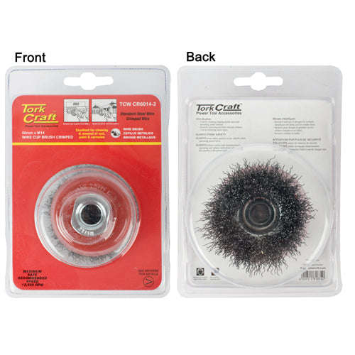 Tork Craft Wire Cup Brush Crimped Plain 60Mmxm14  Blister - DEFAULT TITLE
