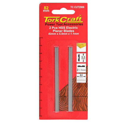 Tork Craft Planer Blades 82Mm X 5.5Mm X 1.1Mm Hss Insert 2Pce - DEFAULT TITLE
