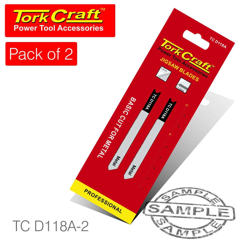 Tork Craft U-Shank Jigsaw Blade 21Tpi Metal 1.2Mm 2Pc