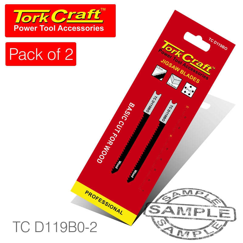 Tork Craft U-Shank Jigsaw Blade 12Tpi Wood 2Mm 2Pc - DEFAULT TITLE