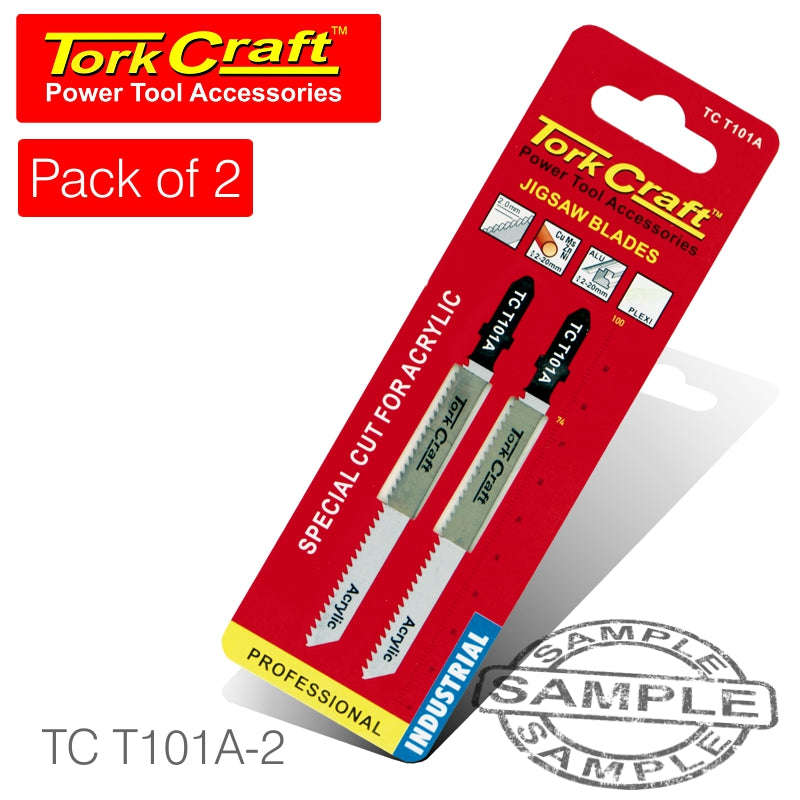 Tork Craft T-Shank Jigsaw Blade For Acrylic 2.0Mm 12Tpi 100Mm 2Pc - DEFAULT TITLE