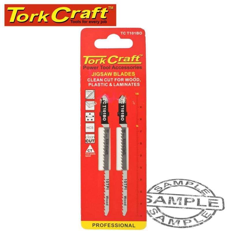 Tork Craft T-Shank Jigsaw Blade Clean Cut Wood/Laminat  2.5Mm 10Tpi 100Mm 2Pc - DEFAULT TITLE