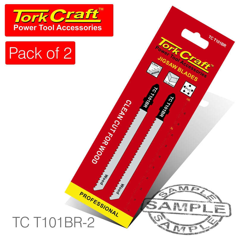 Tork Craft T-Shank Jigsaw Blade Reverse Tooth 2.5Mm 10Tpi 100Mm Wood 2Pc - DEFAULT TITLE