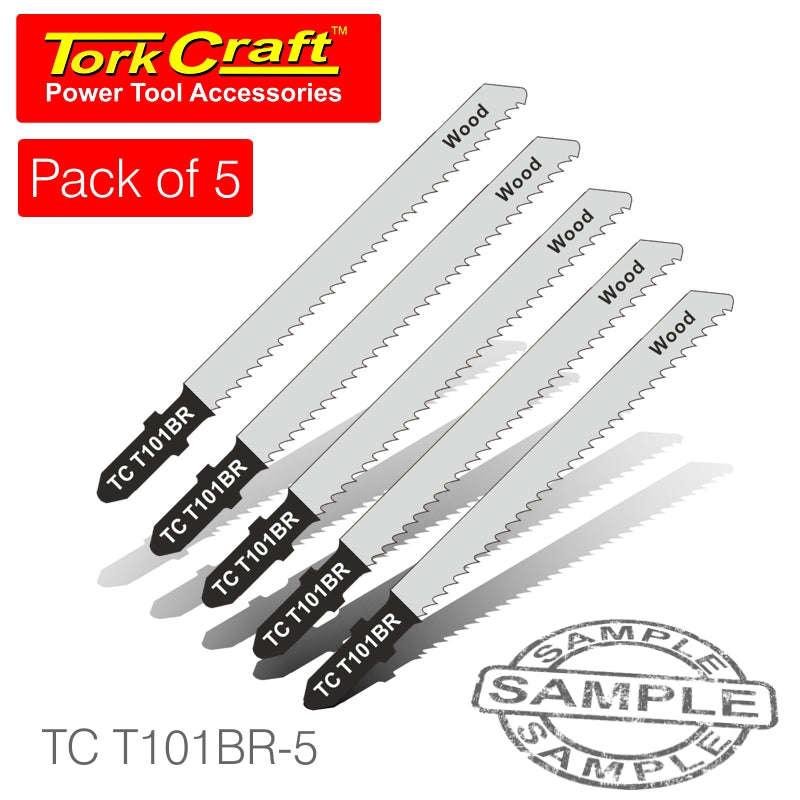 Tork Craft T-Shank Jigsaw Blade Reverse Tooth 2.5Mm 10Tpi 100Mm Wood 5Pc -