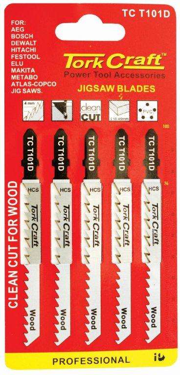 Tork Craft T-Shank Jigsaw Blade For Wood 4Mm 6Tpi 100Mm 5Pc - DEFAULT TITLE