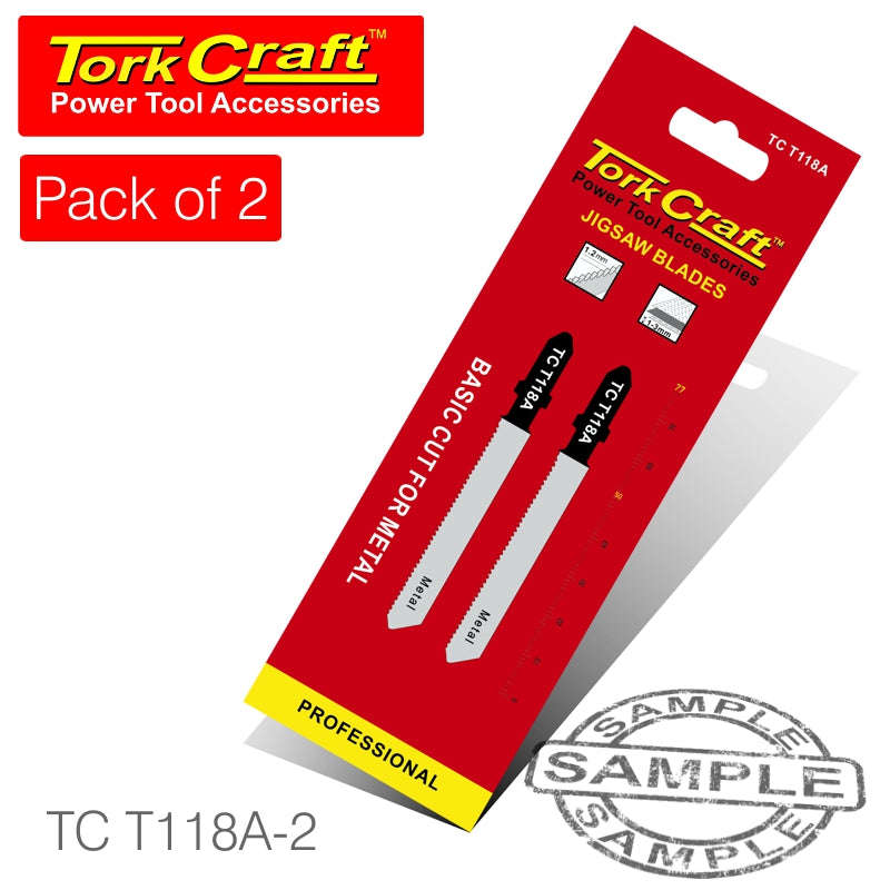 Tork Craft T-Shank Jigsaw Blade For Metal 1.2Mm 21Tpi 75Mm 2Pc