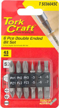 Special - Tork Craft 6Psc 45Mm Double End Bit Set Ph1,2,3  Pz1,2,3  Sl3,4,5,6,7Mm - DEFAULT TITLE
