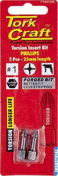 Tork Craft Phil.1 X 25Mm Ins.Bit 2/Card - DEFAULT TITLE
