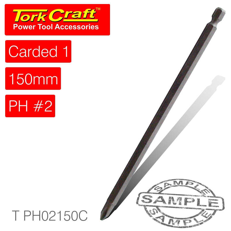 Tork Craft Phillips No.2 Power Bit X 150Mm Carded - DEFAULT TITLE