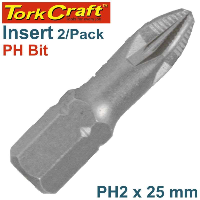 Tork Craft Phil.2 X 25Mm Ins.Bit 2/Card - DEFAULT TITLE