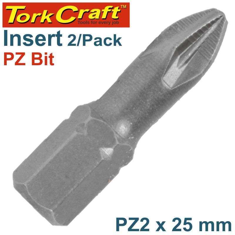 Tork Craft Pozi.2 X 25Mm Ins.Bit 2/Card - DEFAULT TITLE