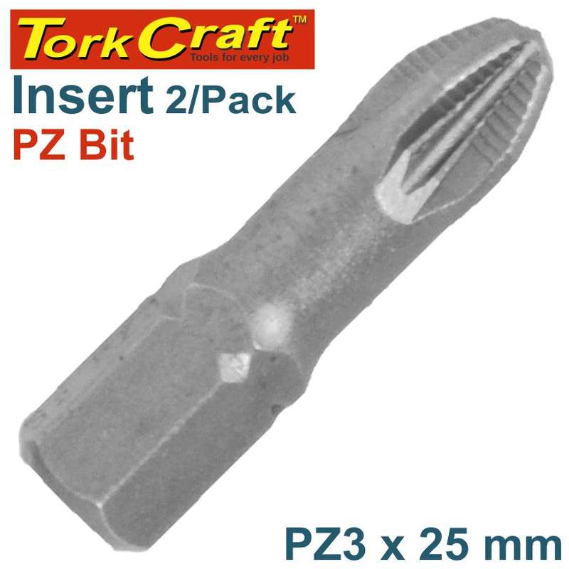 Tork Craft Pozi.3 X 25Mm Ins.Bit 2/Card - DEFAULT TITLE