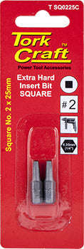Tork Craft Square Recess Ins. Bit No.2X25Mm 2/Card - DEFAULT TITLE
