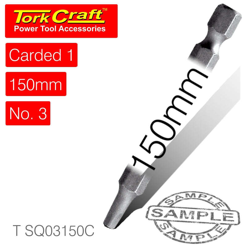 Tork Craft Square Recess Pwr Bit No.3X150Mm 1/Card - DEFAULT TITLE