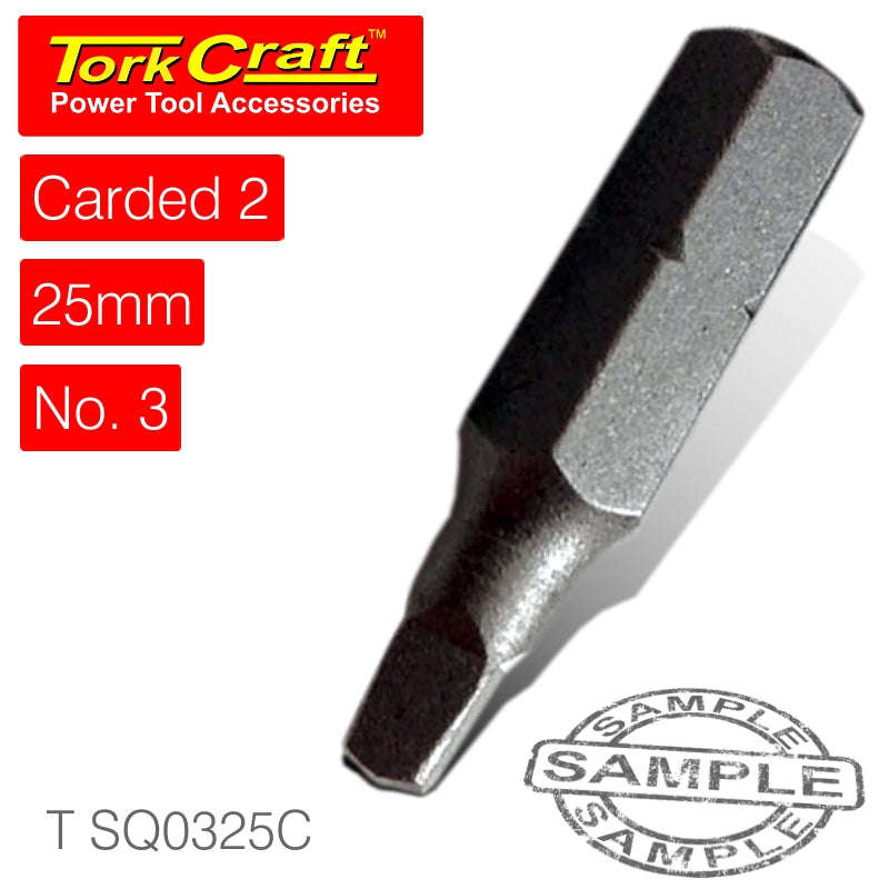 Tork Craft Square Recess Ins.Bit No.3X25Mm 2/Card - DEFAULT TITLE