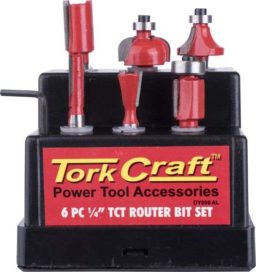 Tork Craft Router Bit Set 6Pc Plastic Box 1/4 Shank - DEFAULT TITLE