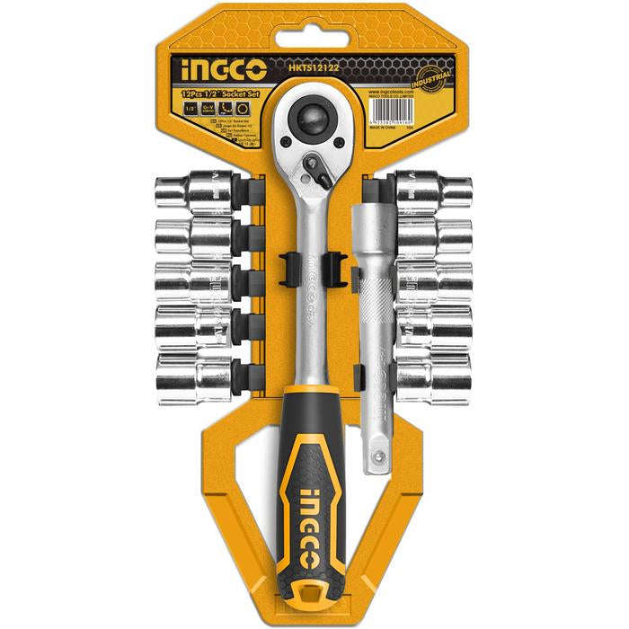Ingco Socket Set 10-24Mm 1/2" Drive 12 Pcs