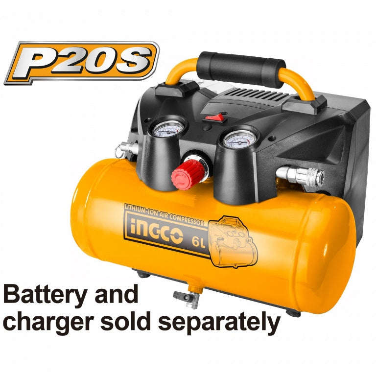 Ingco Cordless Compressor 6L  P20S 40V (Runs Off Two P20S 20V Batteries)