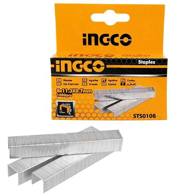 Ingco - Staples - 8Mm (Width: 0.7Mm) -1000 Pieces