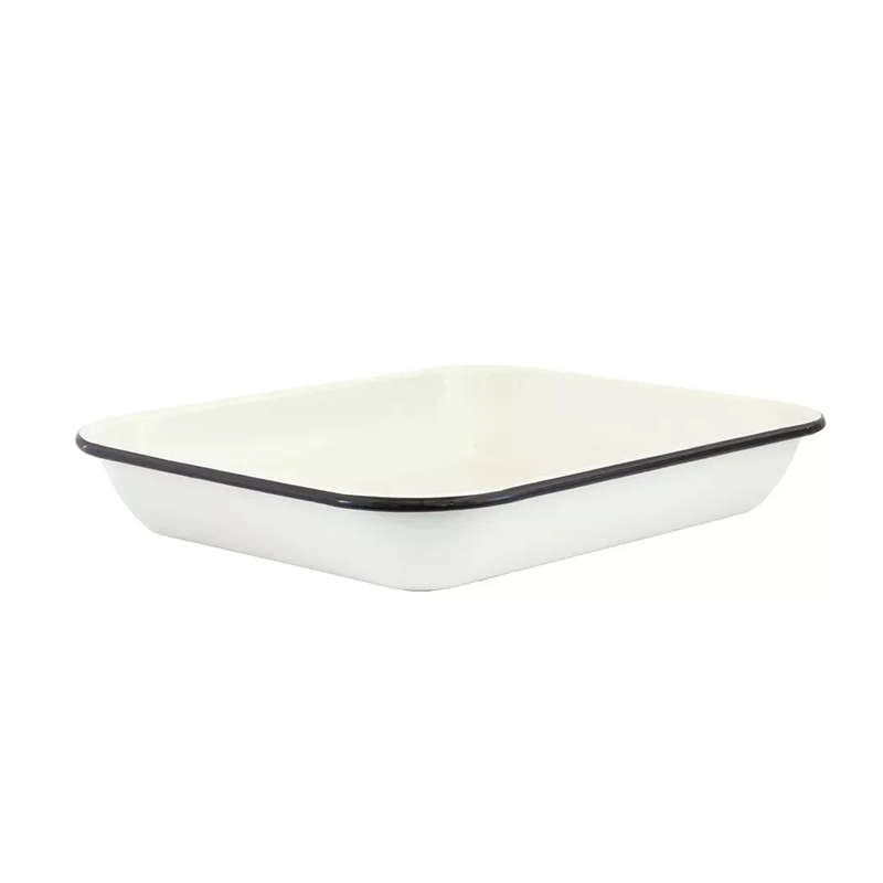 Baking Pan - Enamel Cream Black  Rim 34.5 x 27.5