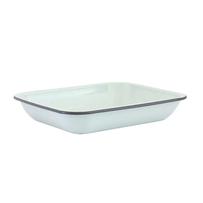Baking Pan - Enamel Duckegg Grey Rim 32cm