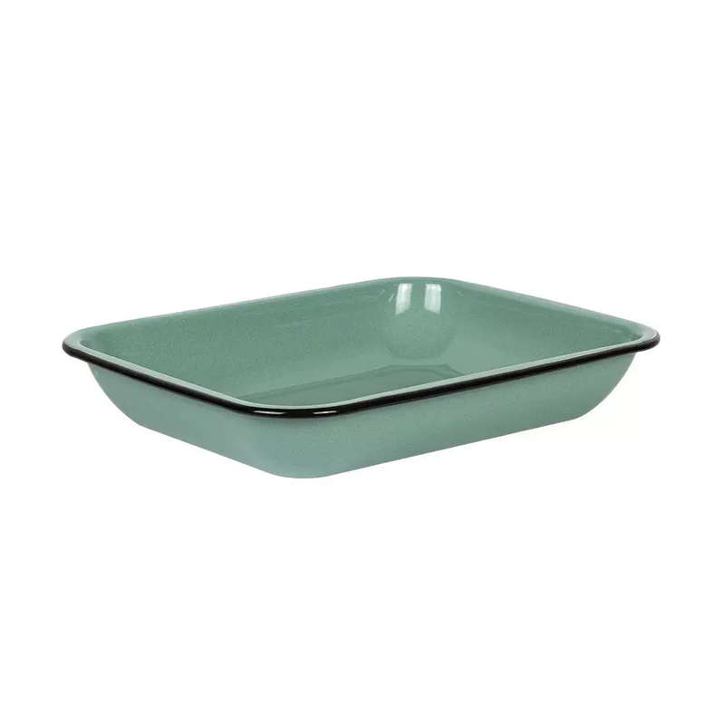 Baking Pan - Enamel Teal Black Rim 32cm