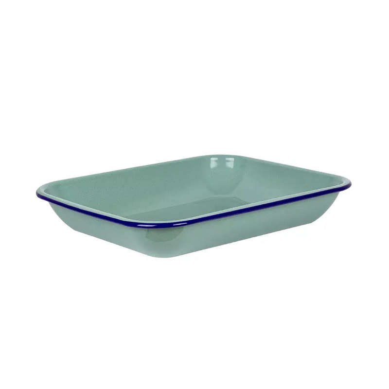 Baking Pan - Enamel Teal Blue Rim 37.5cm