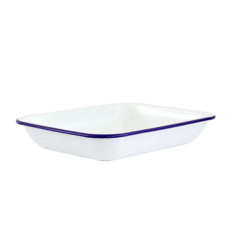 Baking Pan - Enamel White & Blue 32cm