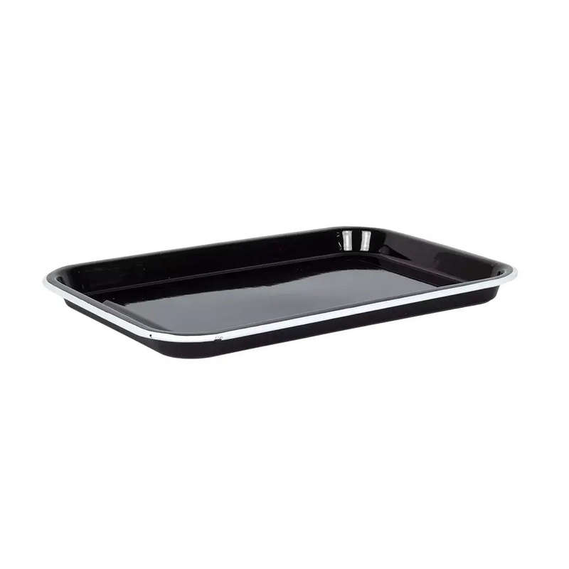 Baking Tray - Enamel Black White Rim 33.5cm