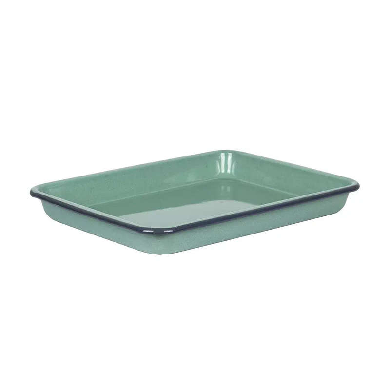 Baking Tray - Enamel Teal Grey Rim 28cm