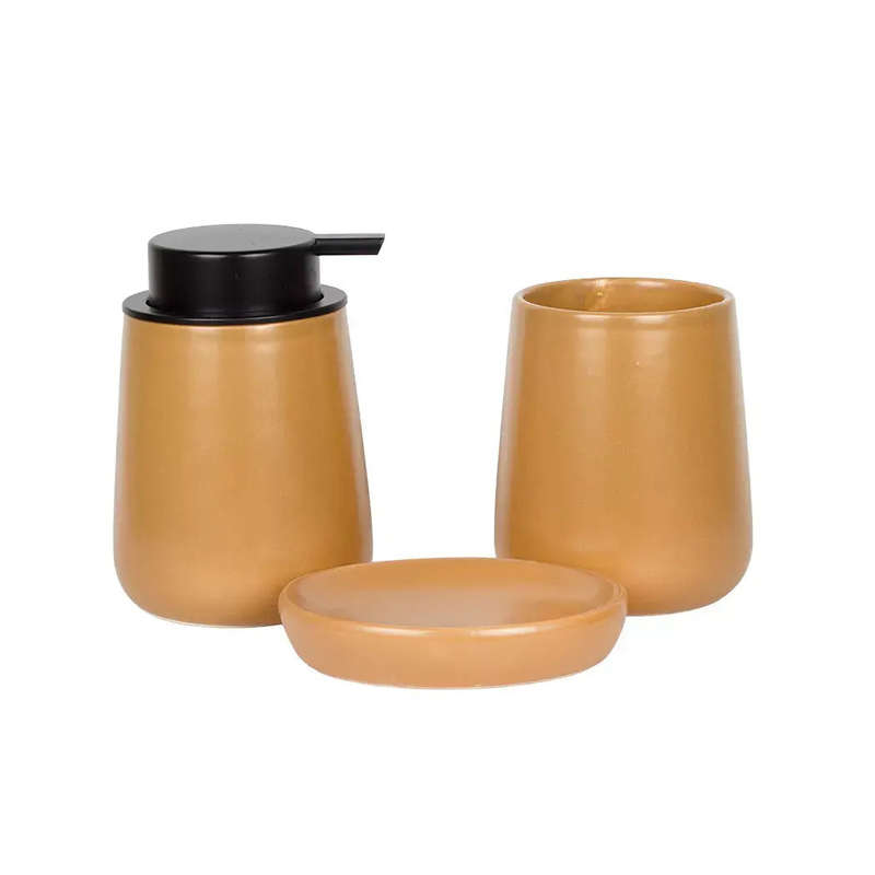 Bathroom Set - Ceramic Terracotta Brown 3 Piece
