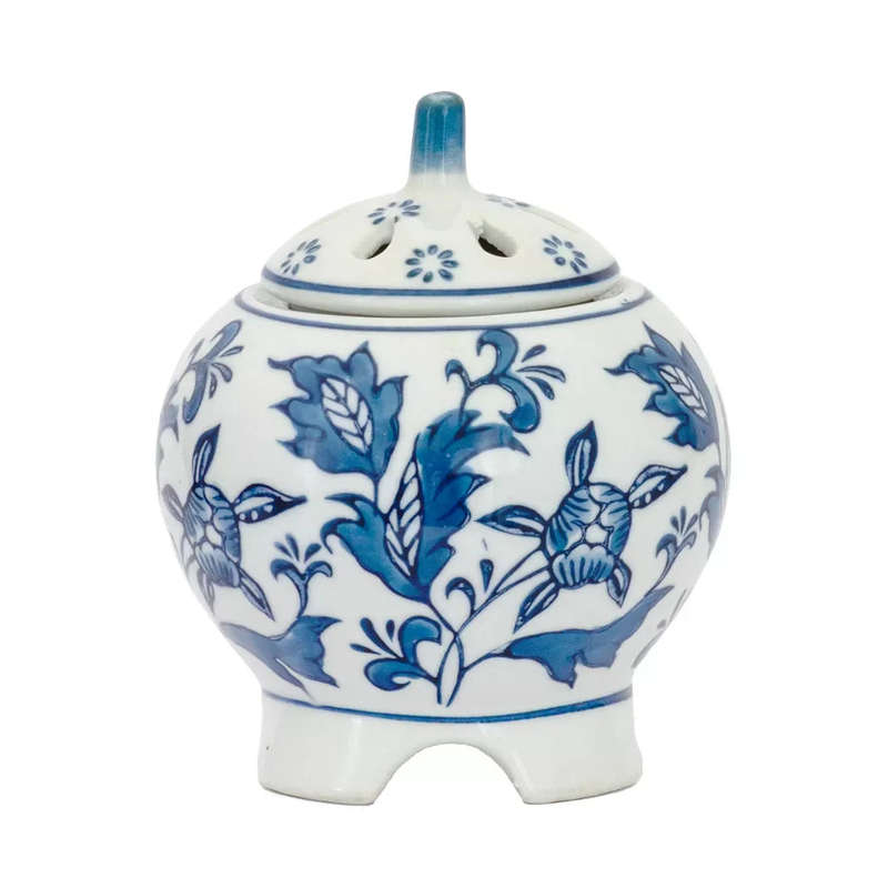 Blue & White Elevated Jar 14cm
