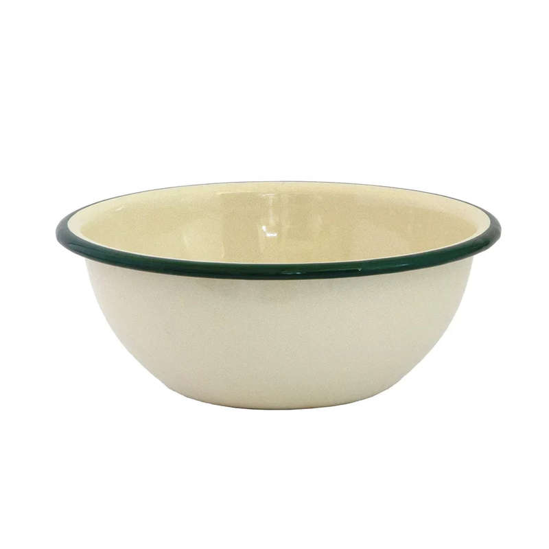Bowl - Enamel Cream & Green 16cm