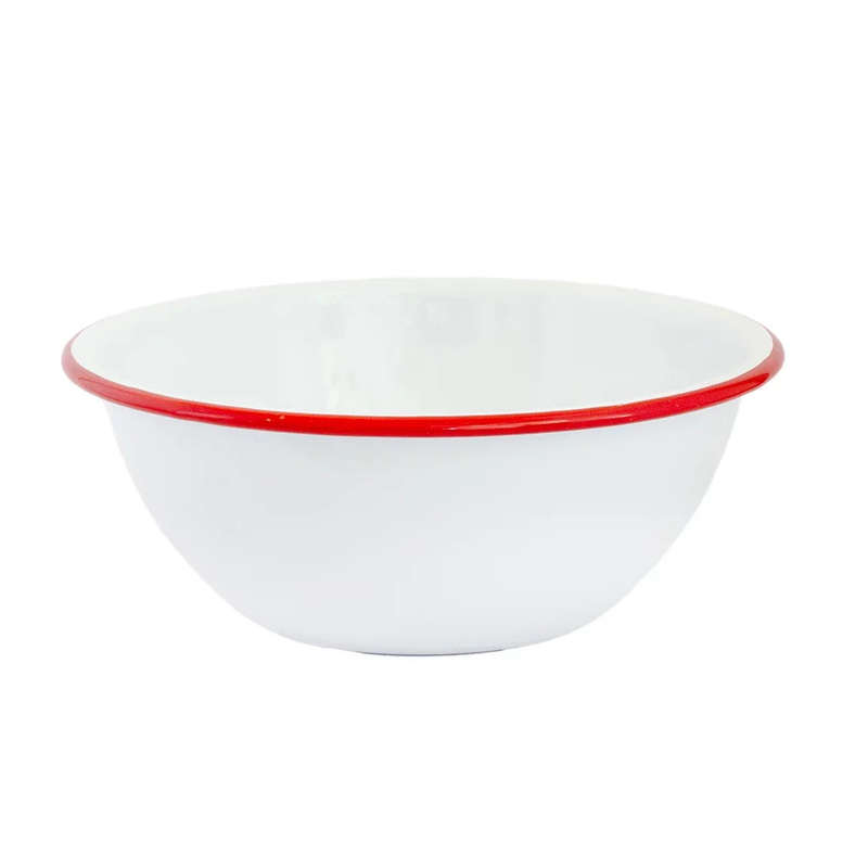 Bowl - Enamel Red & White 22cm